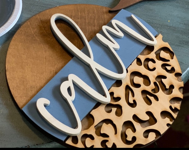 Leopard Round sign with stand.