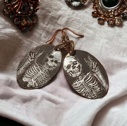 Peace Skeleton Earrings