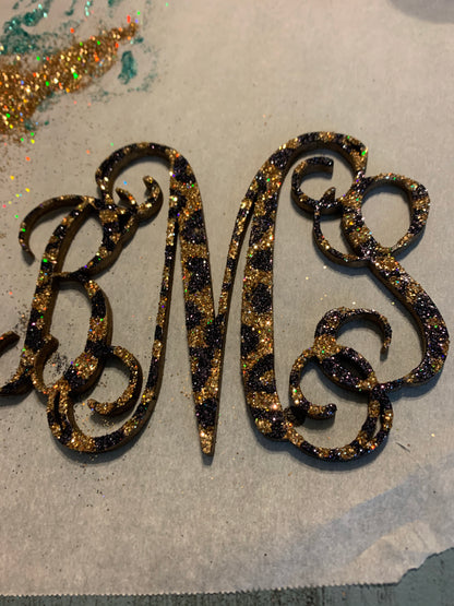 Animal print Vine Monogram Car charm