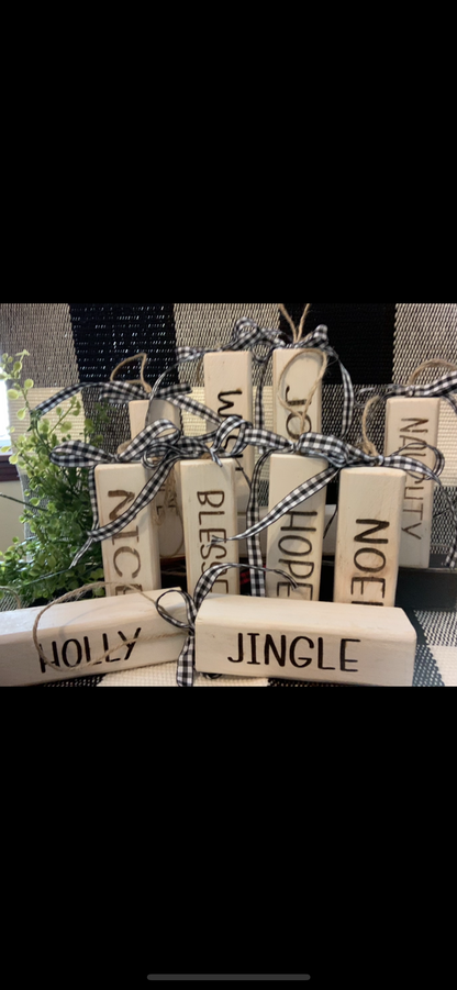 Farmhouse Block Ornaments